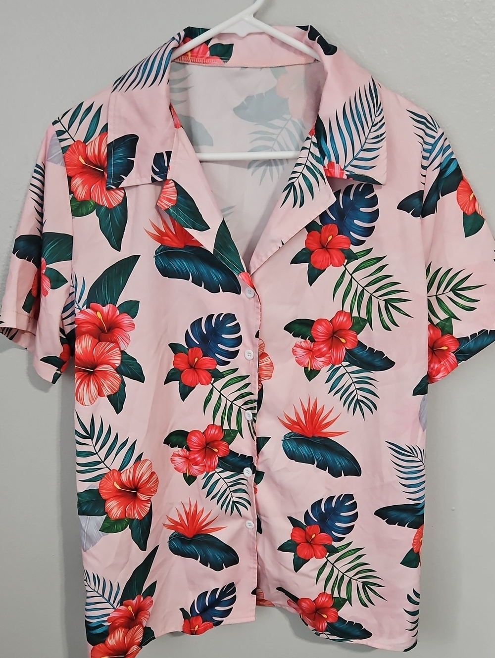 Pink Tropical Floral Short-Sleeve Shirt